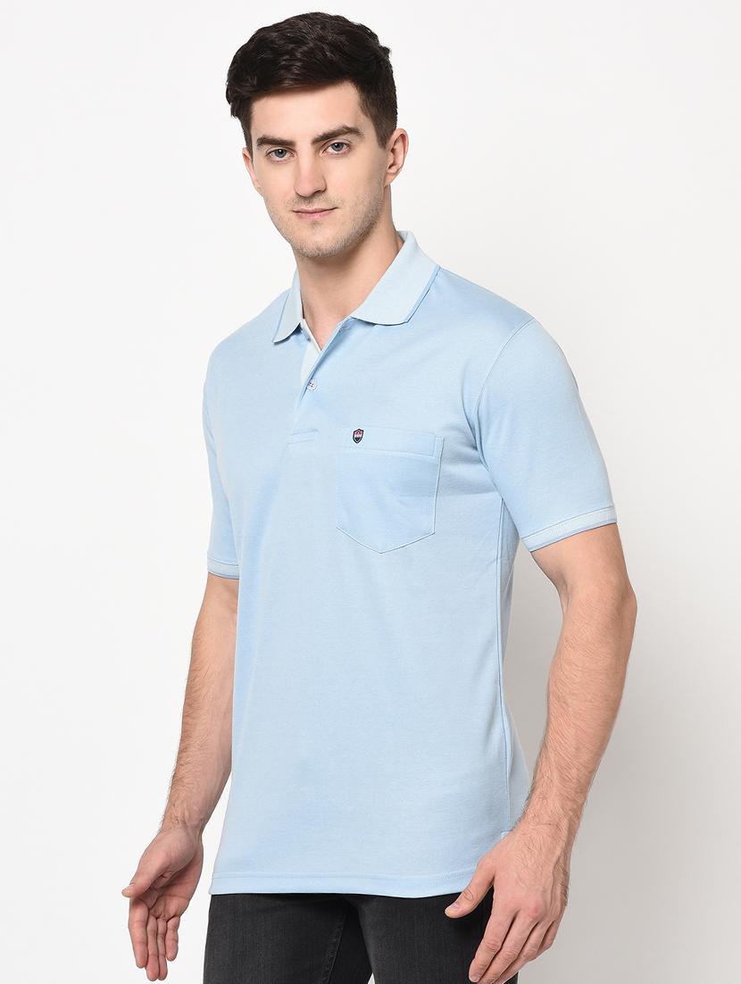 light blue solid polo t-shirt - 17453543 -  Standard Image - 1