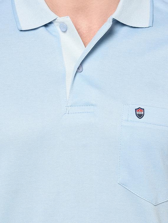 light blue solid polo t-shirt - 17453543 - Standard Image - 4