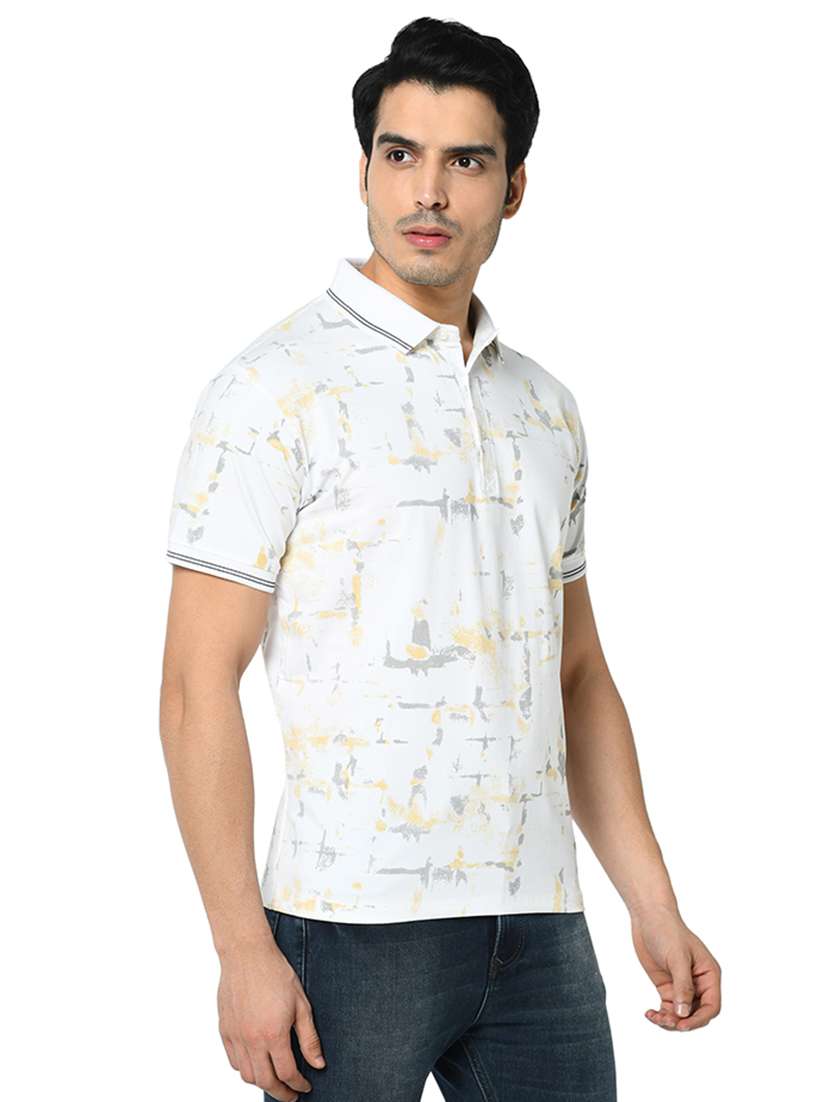 white printed collared t-shirt - 17453579 - Standard Image - 1