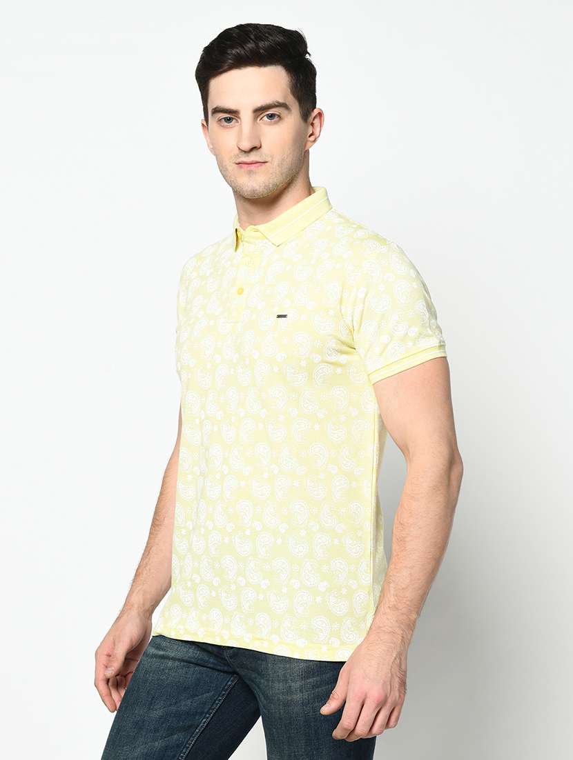 yellow printed collared t-shirt - 17453591 - Standard Image - 1