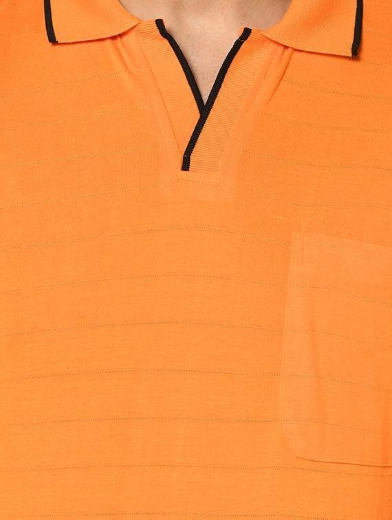 orange self design collared t-shirt - 17453630 - Standard Image - 4