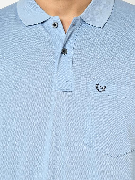 light blue solid polo t-shirt - 17453645 - Standard Image - 4