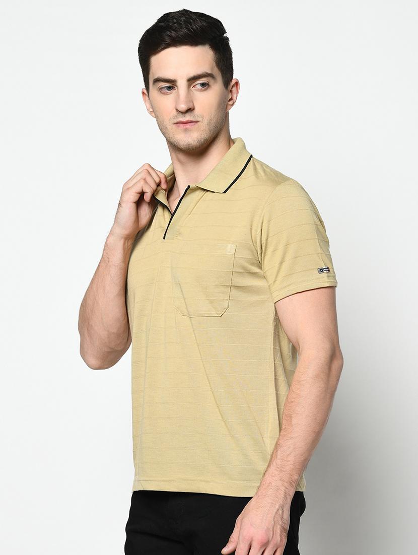 khaki striped collared t-shirt - 17453646 -  Standard Image - 1