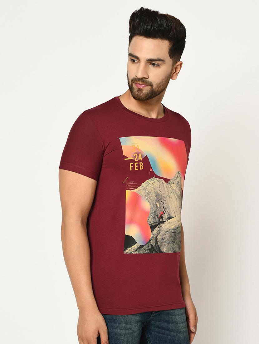 maroon printed t-shirt - 17453648 -  Standard Image - 1