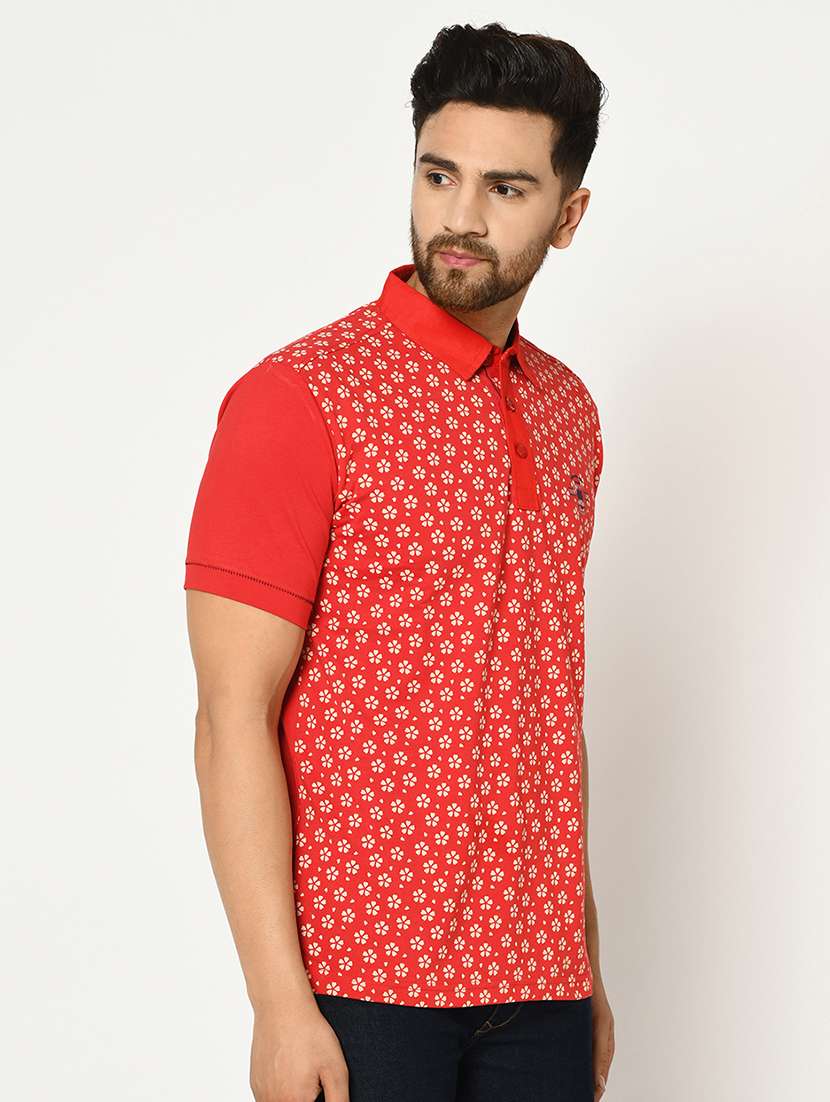 red printed collared t-shirt - 17453649 -  Standard Image - 1