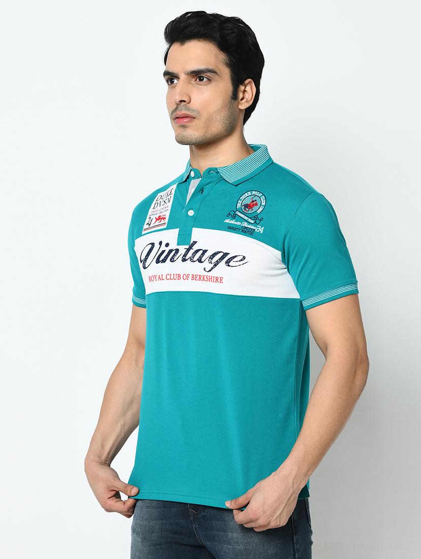 blue printed collared t-shirt - 17453672 - Standard Image - 1