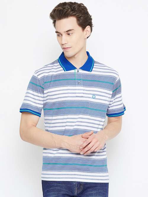blue striped collared t-shirt - 17453688 -  Standard Image - 0