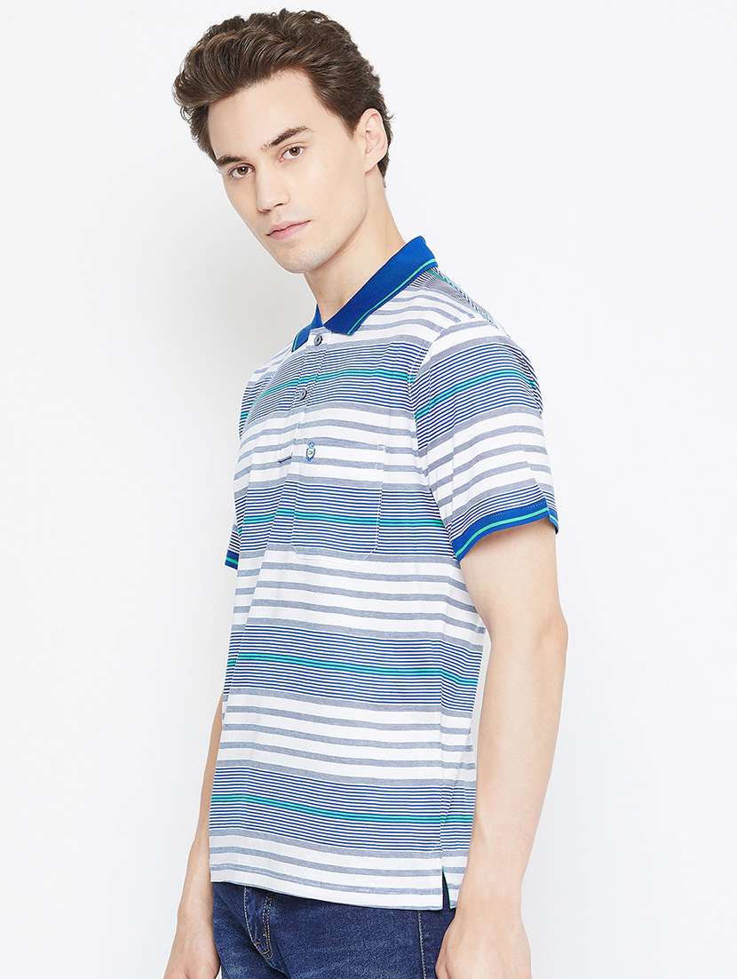 blue striped collared t-shirt - 17453688 -  Standard Image - 1