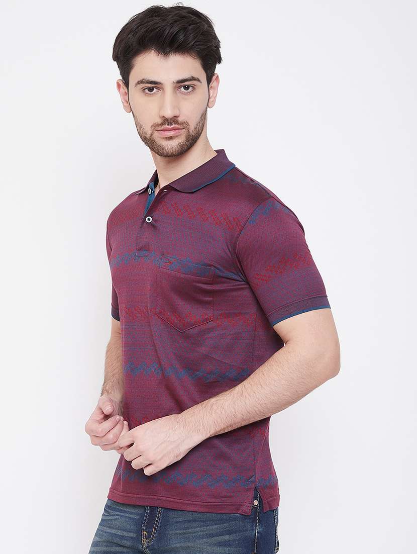 purple self design polo t-shirt - 17453702 -  Standard Image - 1