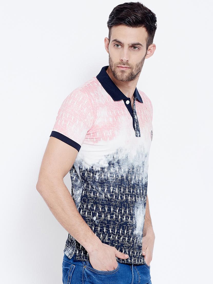 navy blue printed polo t-shirt - 17453708 -  Standard Image - 1