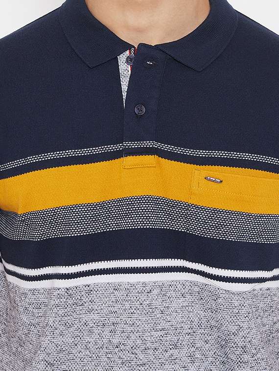 navy blue striped polo t-shirt - 17453725 - Standard Image - 4