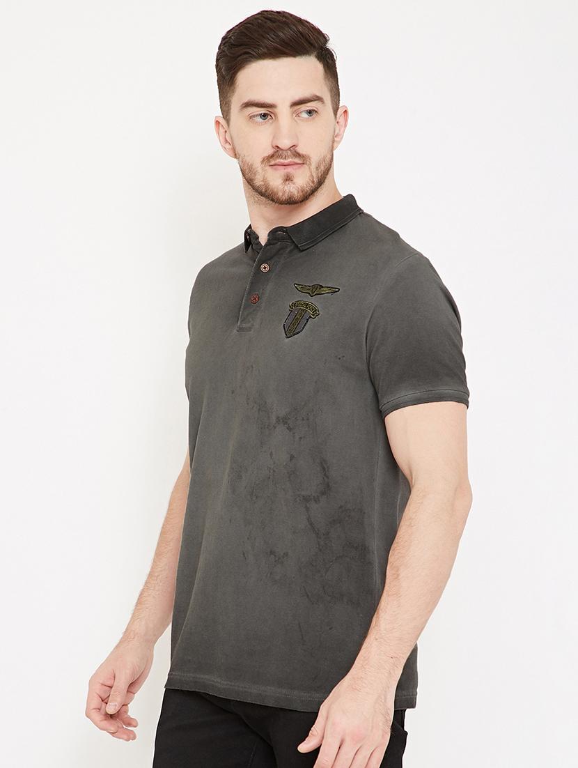 grey faded collared t-shirt - 17453733 -  Standard Image - 1