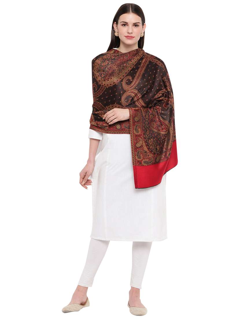 brown modal silk stole - 17454512 - Standard Image - 1