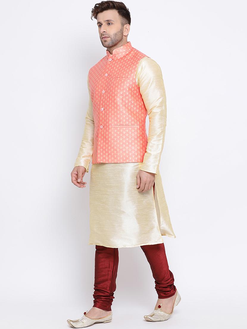men solid kurta pyjama with nehru jacket - 17454639 - Standard Image - 1