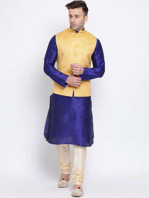 men solid kurta pyjama with nehru jacket - 17454664 -  Standard Image - 0