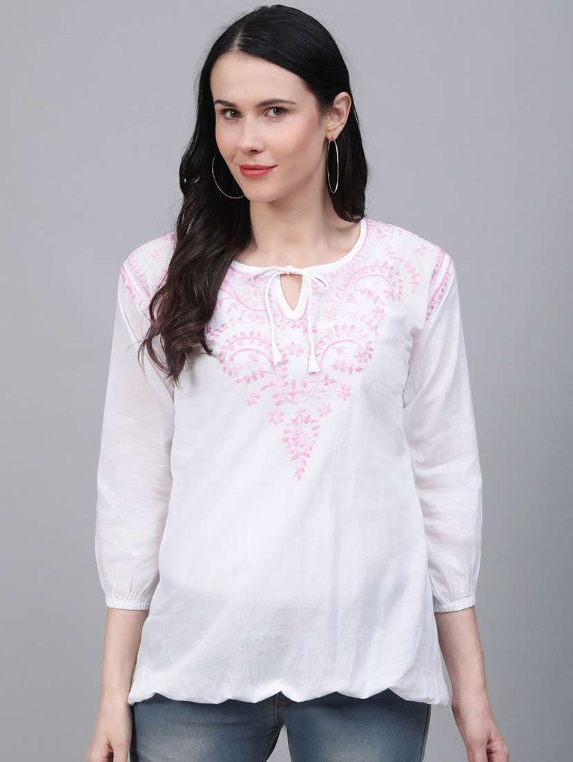 chikankari regular top