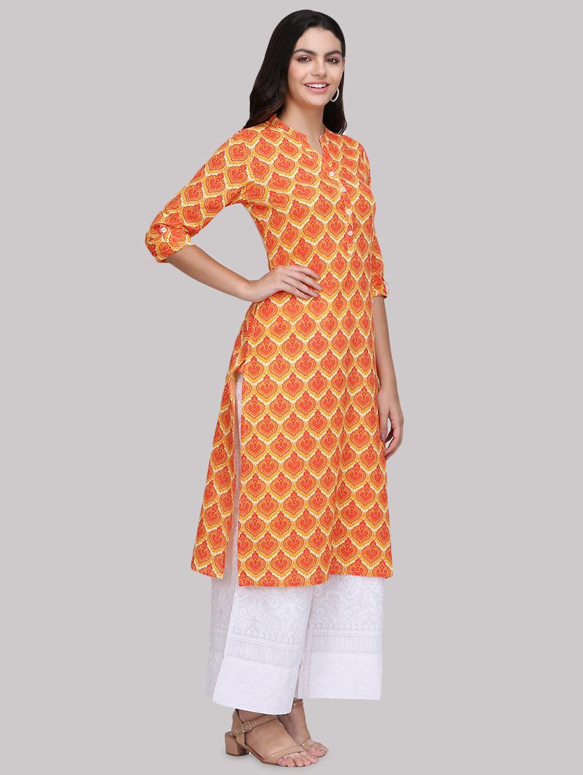 printed mandarin neck straight kurta - 17457676 - Standard Image - 1