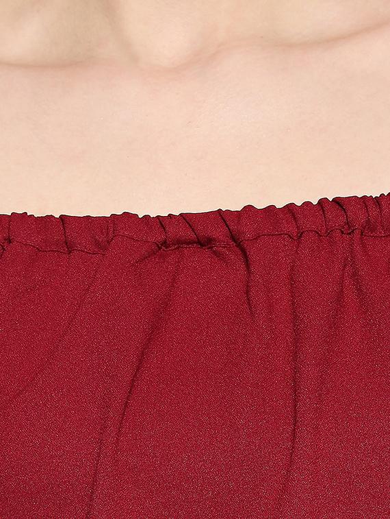 off shoulder neck solid top - 17457775 - Standard Image - 4