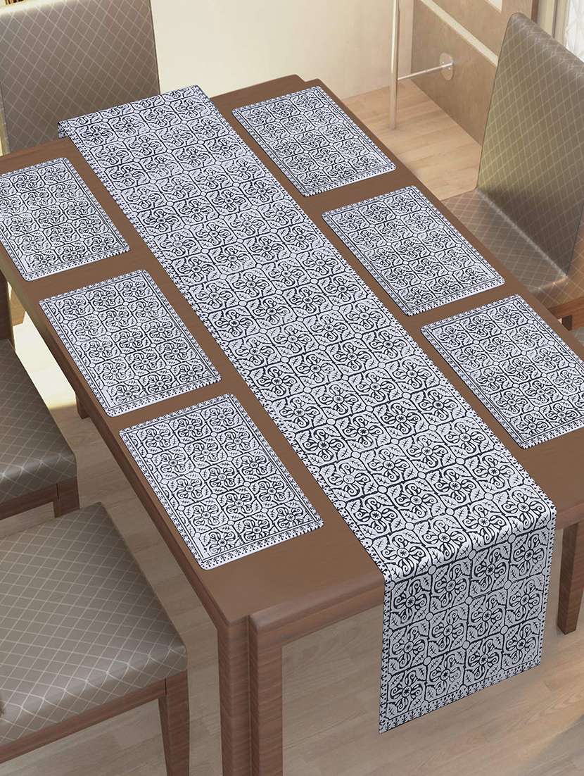  cotton jaipuri printed 6 table mat & 1 runner (set of 7 pcs)