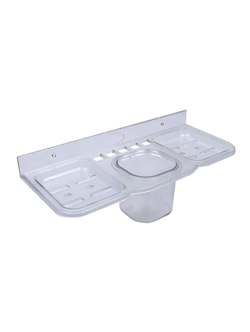 abs unbreakable plastic 4 in 1 double soap dishes with tumbler & tooth brush holders