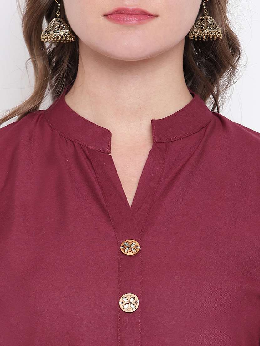 solid straight kurta - 17459424 - Standard Image - 4