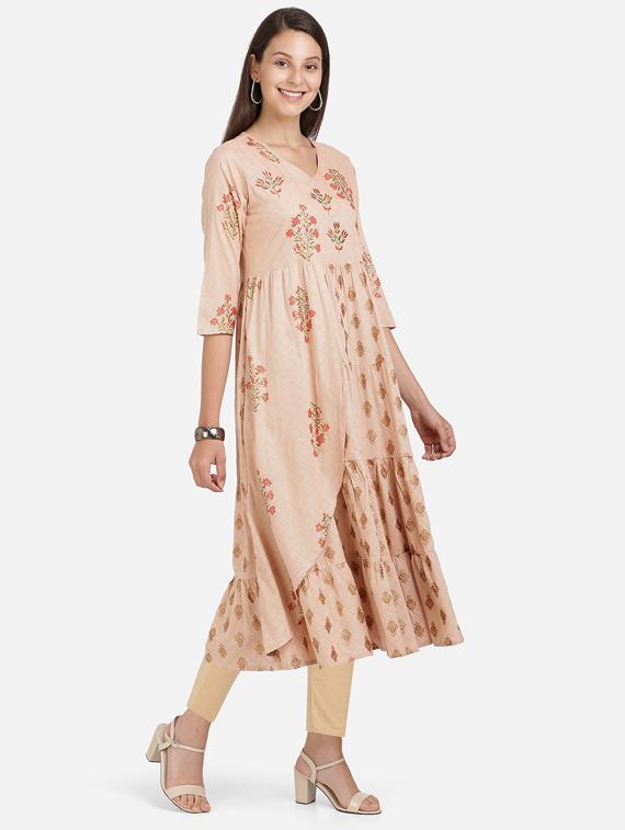 peach rayon anarkali kurta - 17459558 -  Standard Image - 1