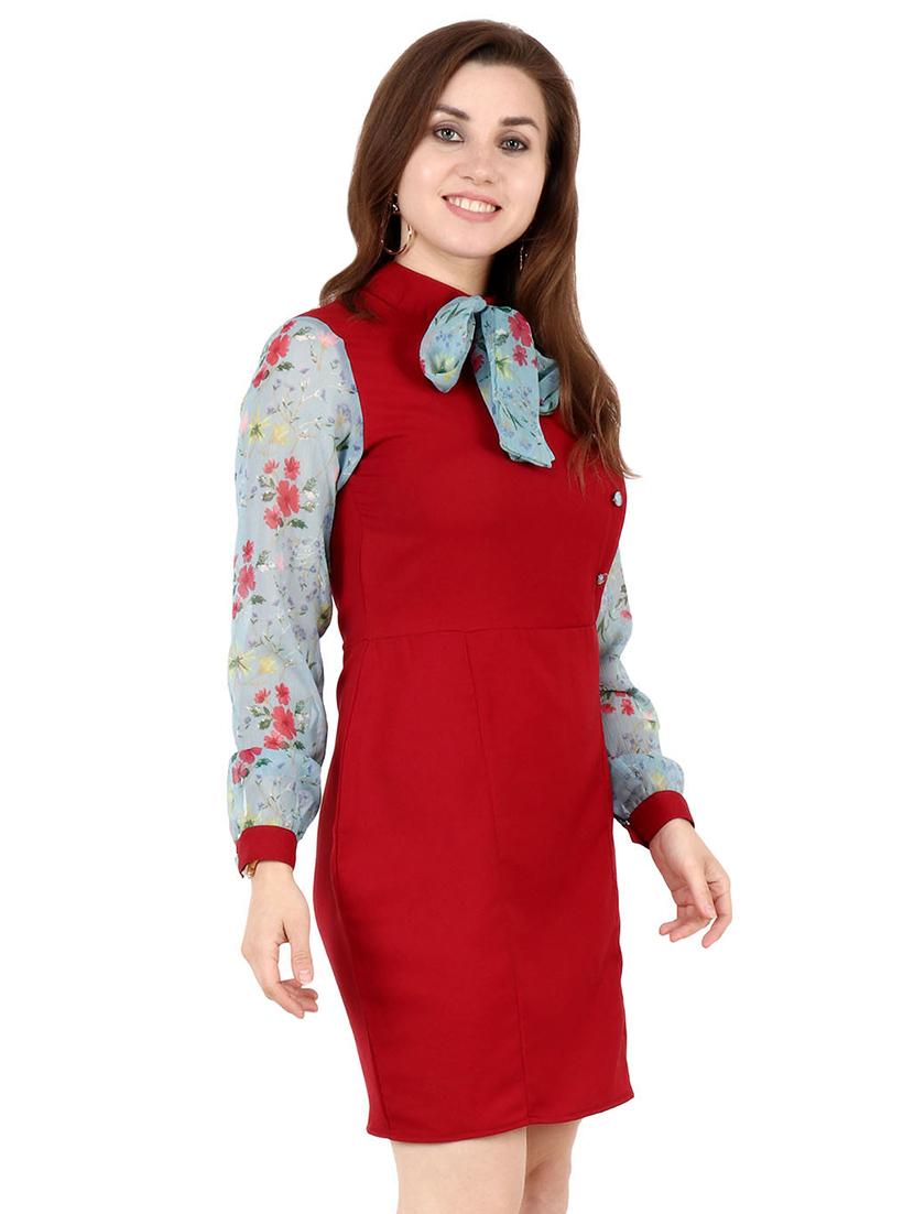 tie up neck sheath dress - 17461777 - Standard Image - 1