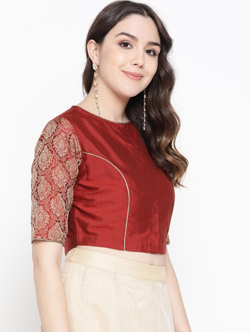 self design maroon blouse  - 17462191 -  Standard Image - 1