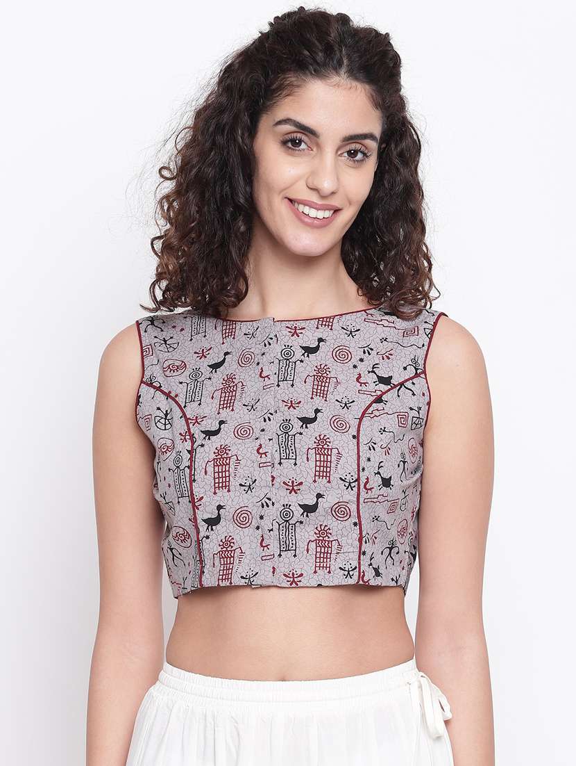 conversational printed blouse