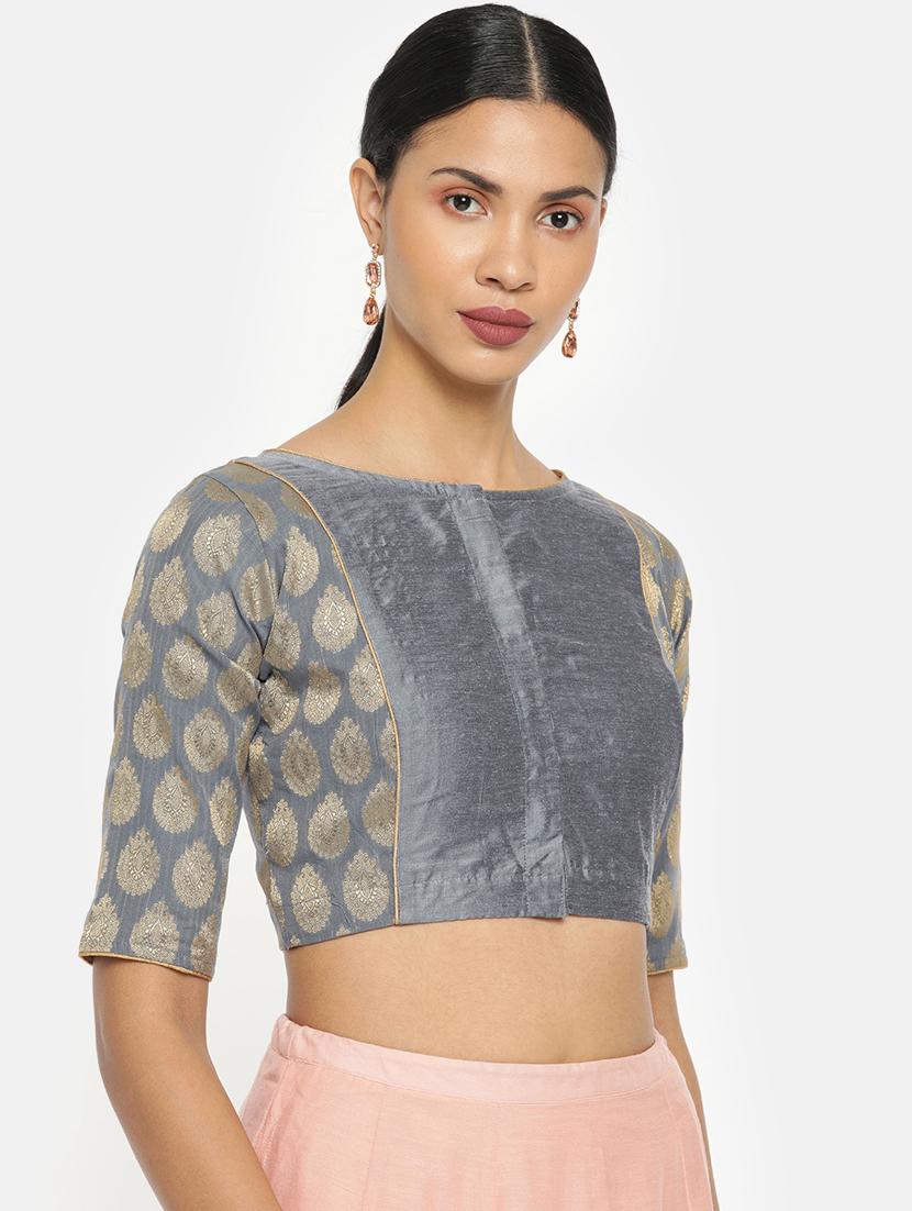 self design brocade blouse - 17462202 - Standard Image - 1