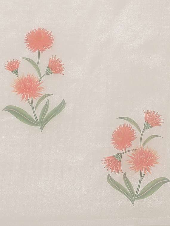 women's floral white colored saree with blouse - 17462471 -  Standard Image - 4