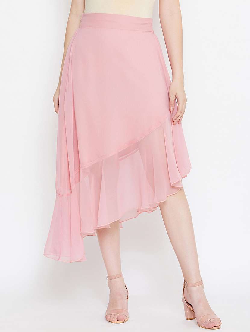 high rise asymmetric a-line skirt