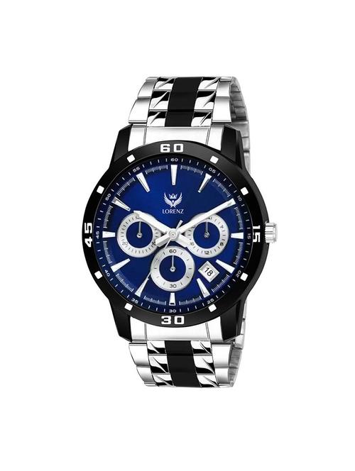lorenz two tone chain & blue dial watch for men | watch for boys | mk-3067k - 17462756 -  Standard Image - 0
