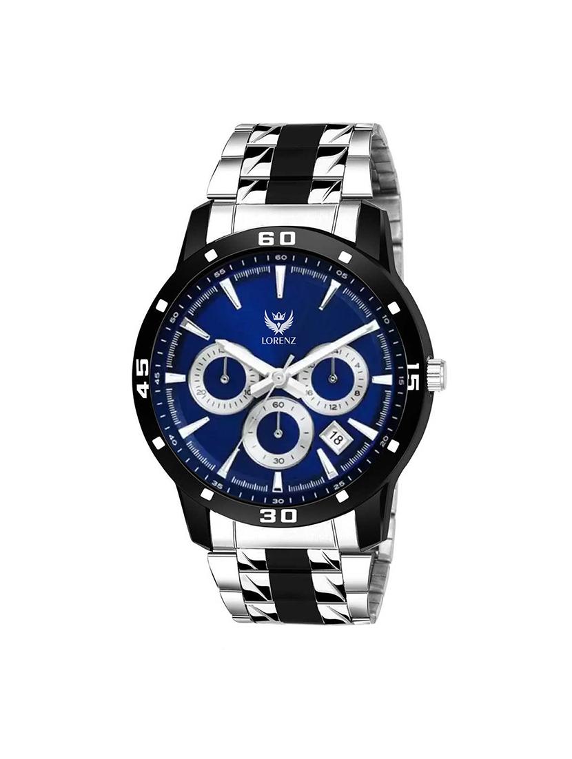 lorenz two tone chain & blue dial watch for men | watch for boys | mk-3067k - 17462756 -  Zoom Image - 0