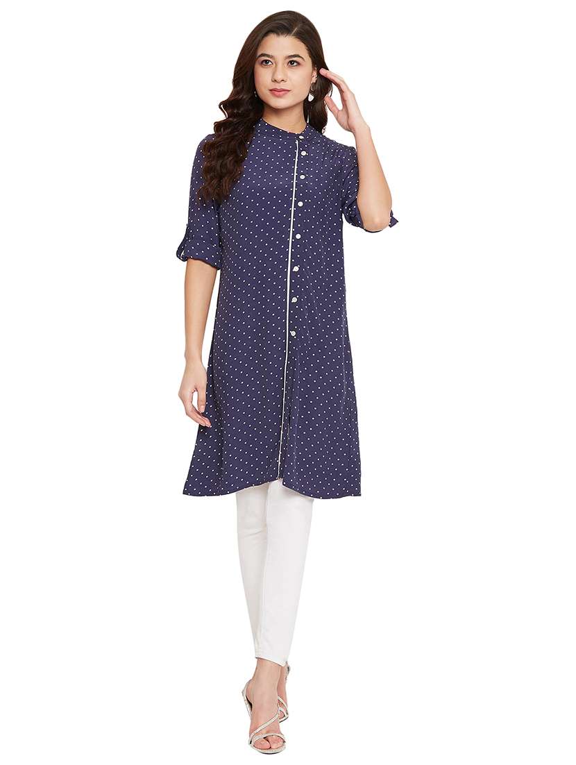 mandarin neck polka dot tunic 