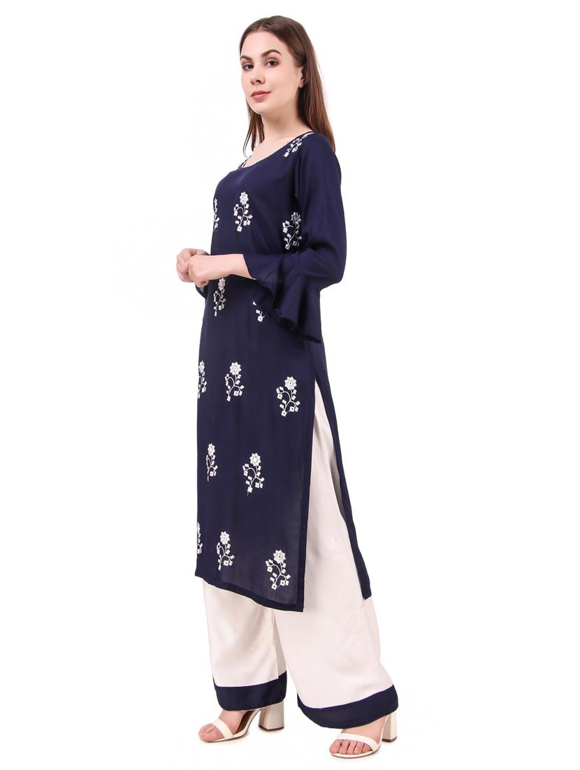 embroidered kurta palazzo set - 17463198 - Standard Image - 1