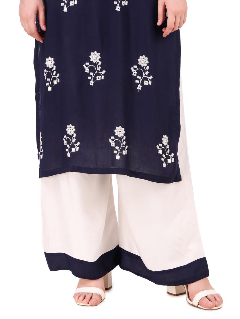 embroidered kurta palazzo set - 17463198 - Standard Image - 4