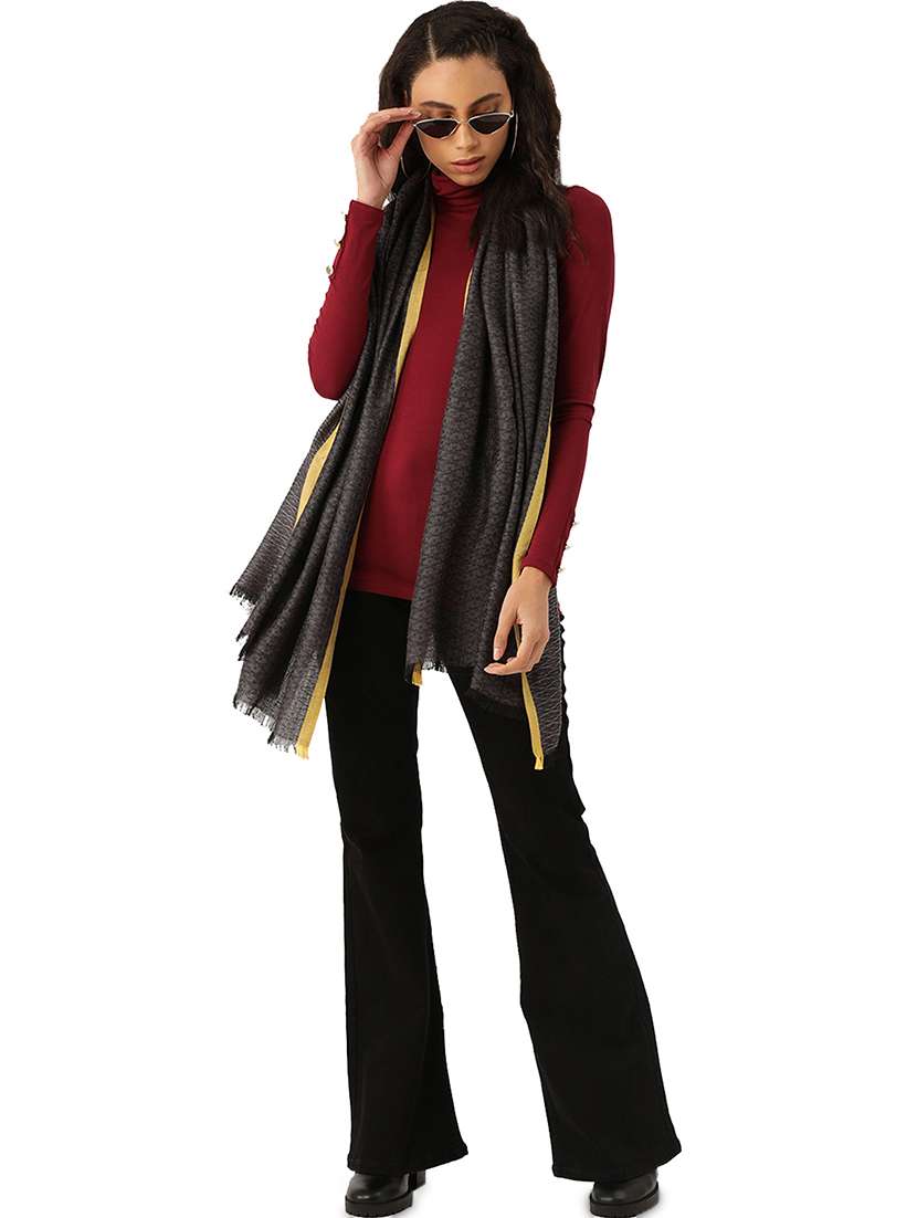 grey viscose stole - 17463358 - Standard Image - 1
