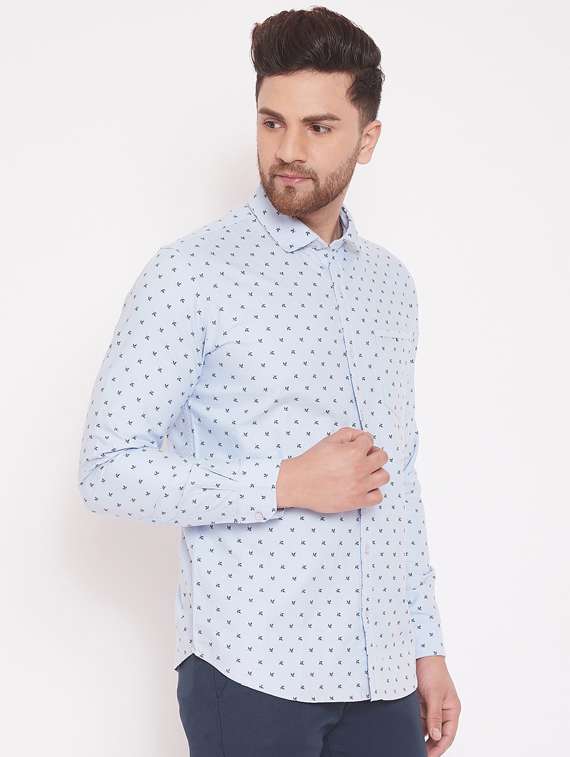 light blue printed casual shirt - 17463465 - Standard Image - 1