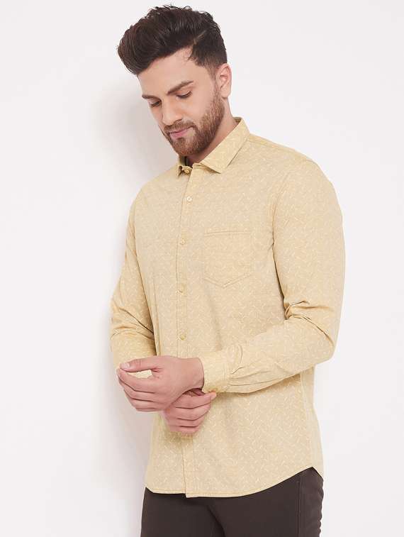 beige printed casual shirt - 17463469 - Standard Image - 1