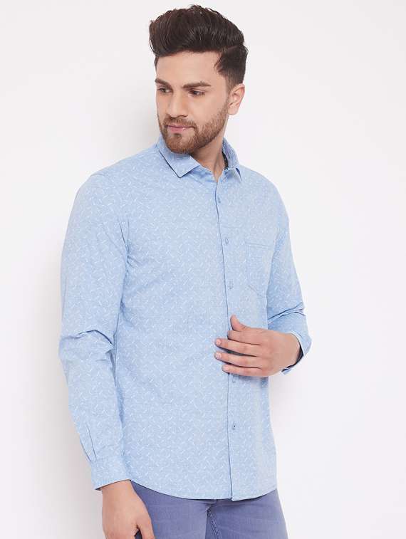light blue printed casual shirt - 17463471 -  Standard Image - 1