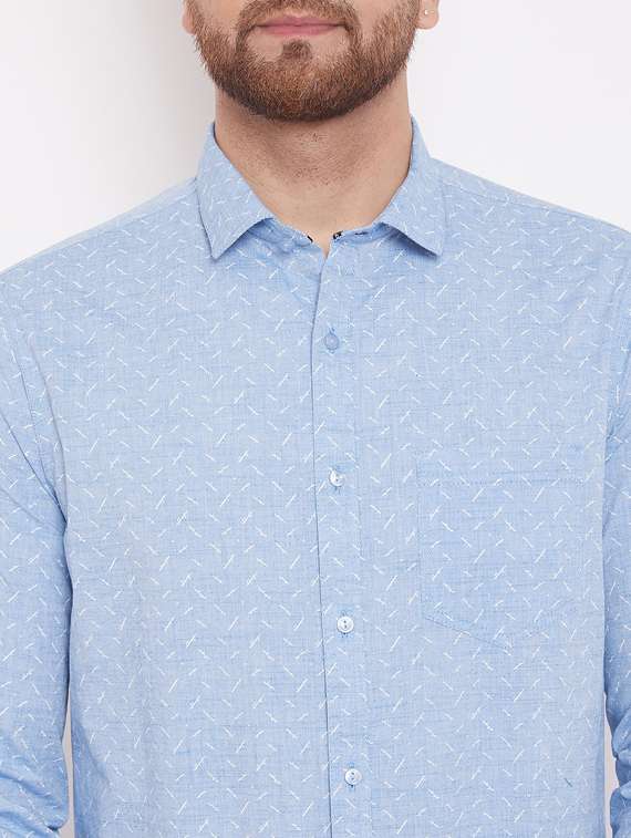 light blue printed casual shirt - 17463471 - Standard Image - 4