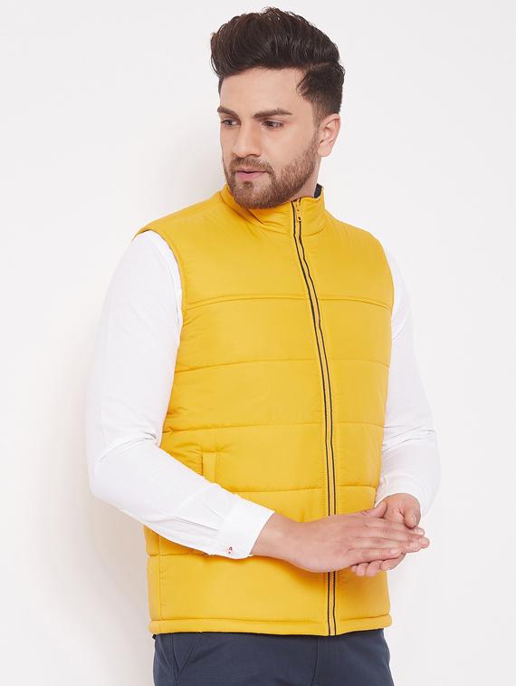 yellow solid quilted jacket - 17463514 - Standard Image - 1