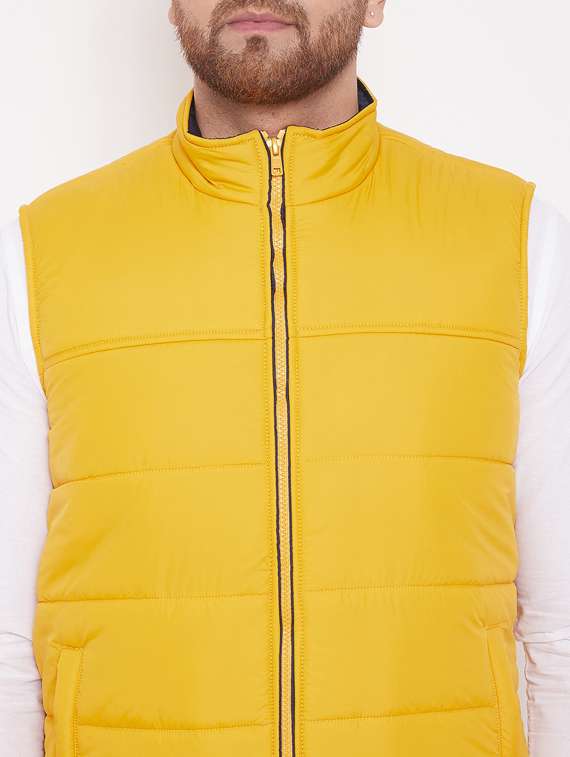 yellow solid quilted jacket - 17463514 - Standard Image - 4