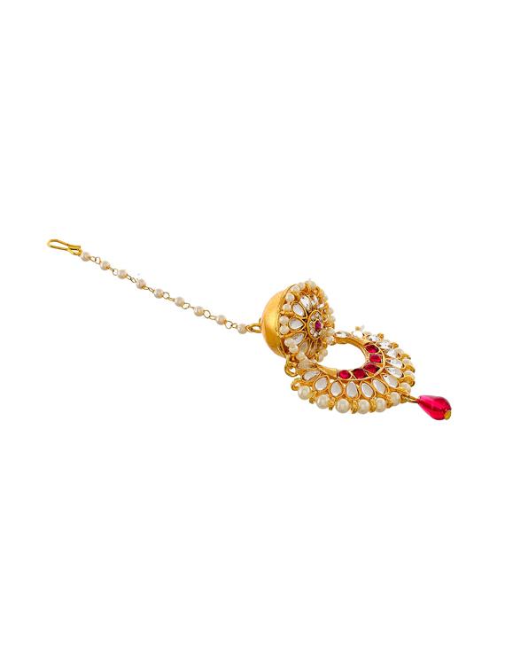 gold brass maang teekas & passa - 17463756 - Standard Image - 1