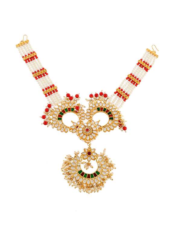 gold brass maang teekas & passa - 17464210 -  Standard Image - 1