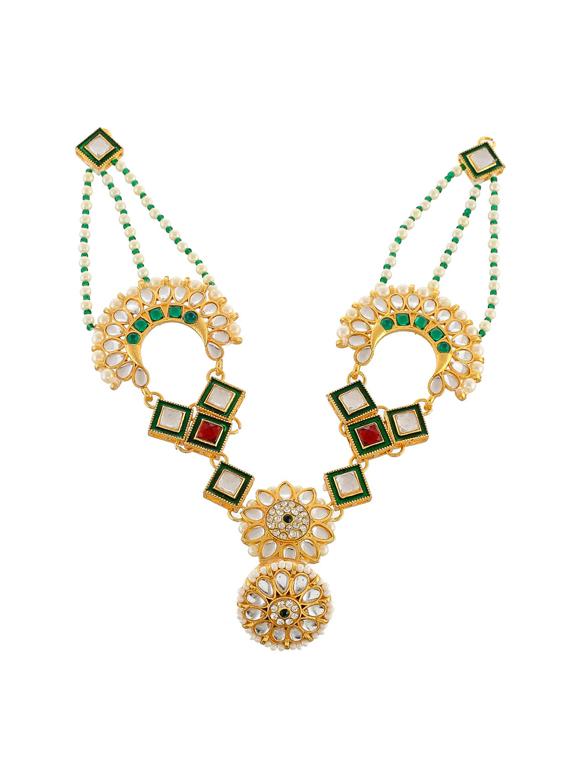 gold brass maang teekas & passa - 17464211 - Standard Image - 1