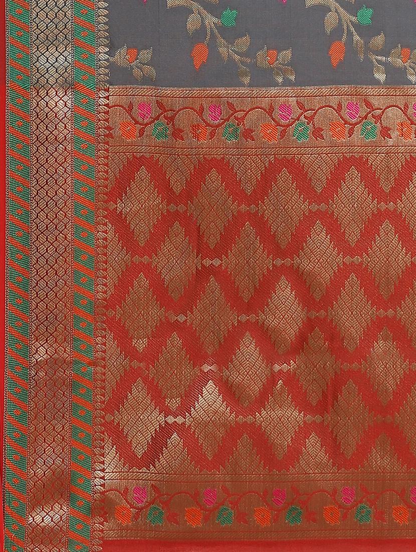 floral banarasi saree with blouse - 17465485 - Standard Image - 4