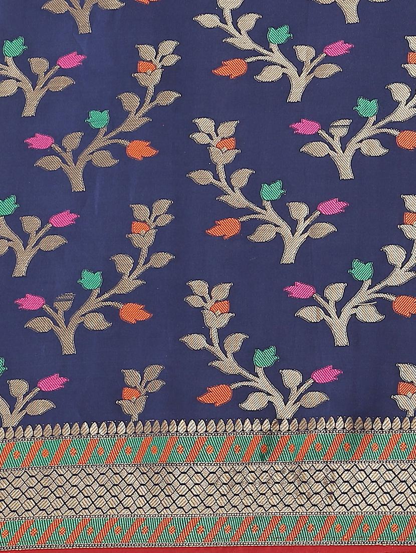 floral banarasi saree with blouse - 17465486 - Standard Image - 4