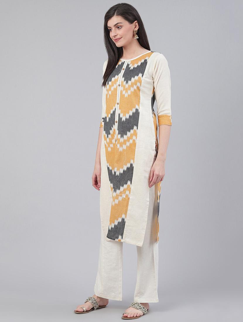 white cotton straight kurta - 17465805 - Standard Image - 1